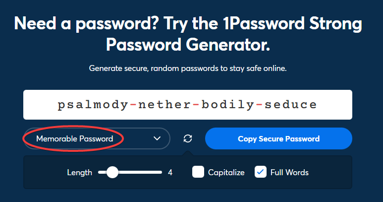 1Password Online Password Generator