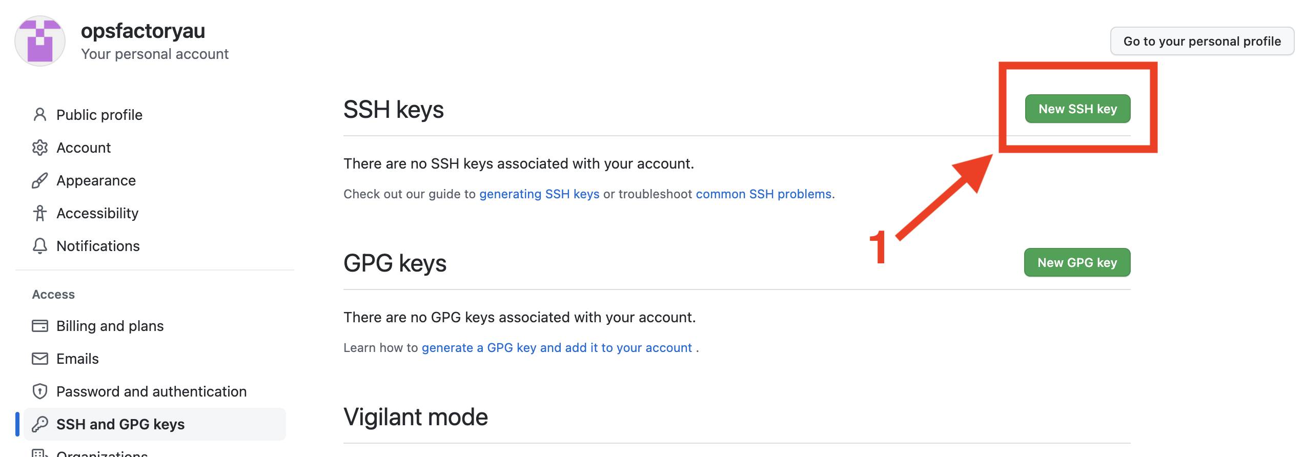GitHub Settings - SSH Keys - Add